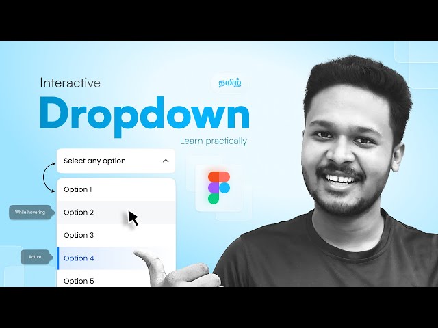 Interactive dropdown menu in Figma - components and variants #figma #uidesigntamil #ui #uiuxintamil