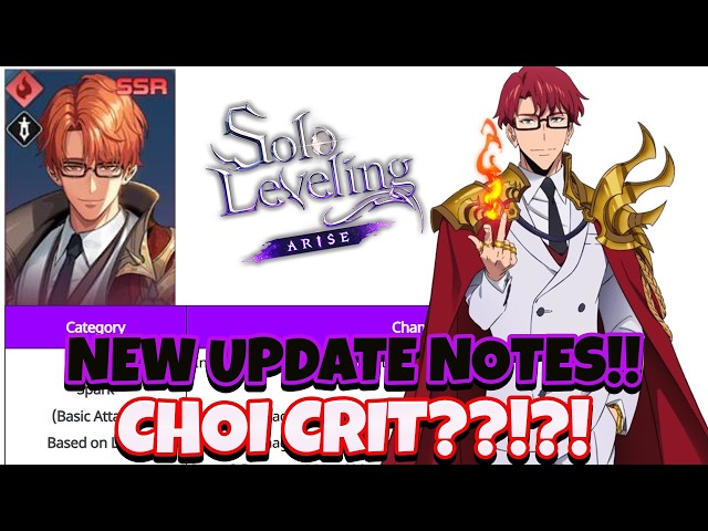 NEW UPDATE NOTES! CHOI CAN CRIT & IS META OR STILL BENCHED!? 2 NEW CODES! [Solo Leveling: Arise]