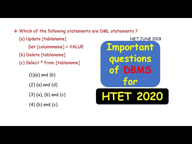 DBMS MCQS: NET June 2019 & December 2019 solution|Part-2| Important MCQs for HTET