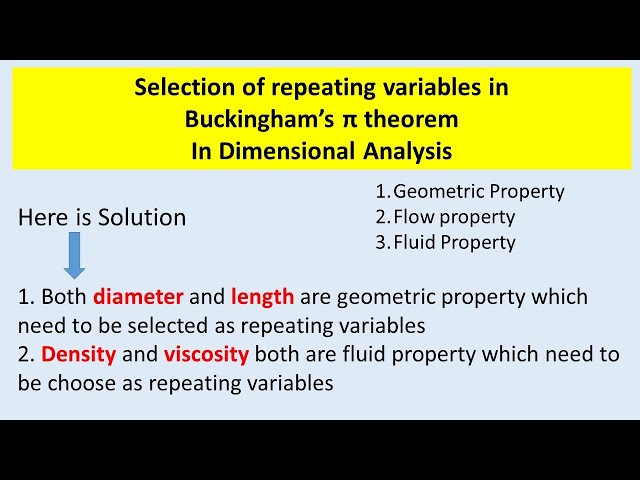 Selection of repeating variable in Buckingham's Pi Theorem. Dimensional Analysis.