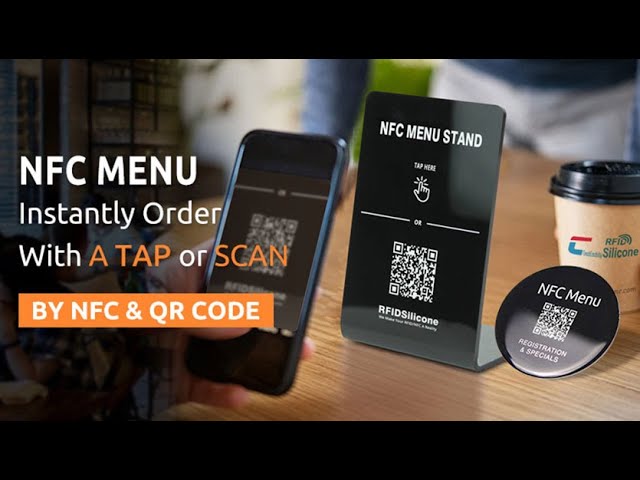 RS-NM001 Acrylic Plastic NFC Menu Stand with QR Code Printing for IOS/Android Phones - RFIDSilicone