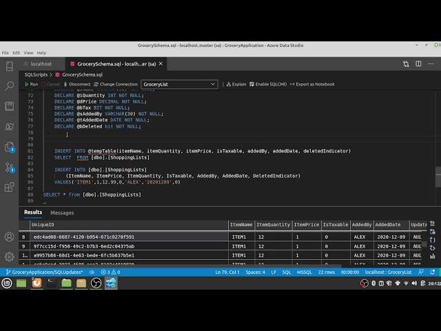 Grocery List Application - SQL - Lesson 7 (Part 3)