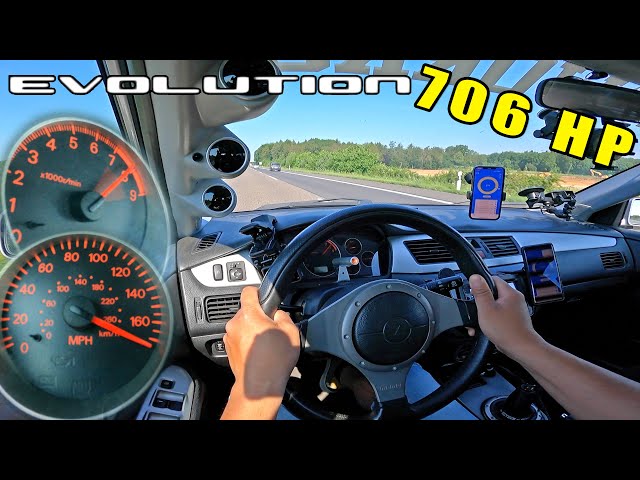 706HP MITSUBISHI EVO IX *HUGE TURBO* TOP SPEED on AUTOBAHN