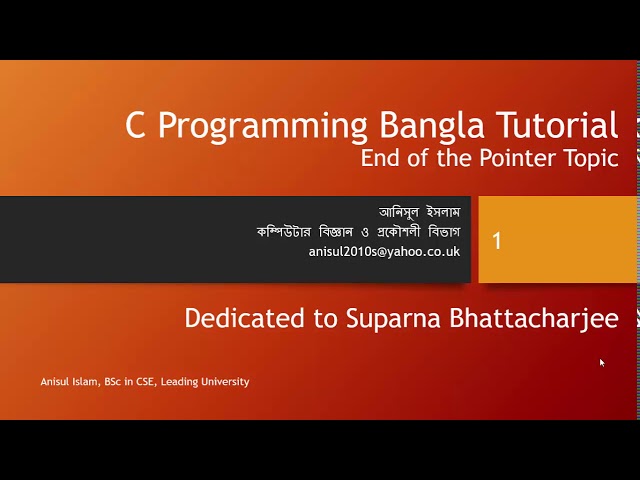 C programming Bangla Tutorial 5.229 : Pointer | End of the pointer Topic