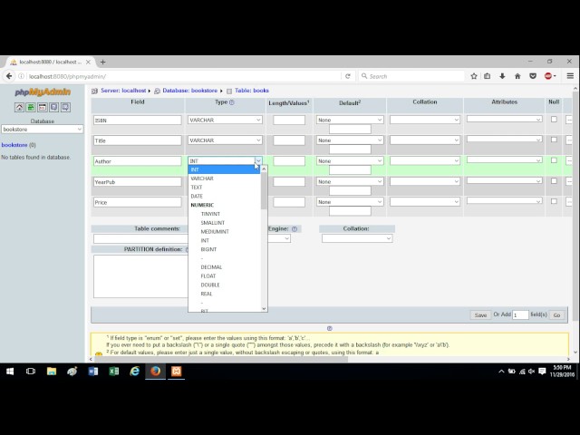 Quick Tutorial - Creating a MySQL Database and Table with phpmyadmin