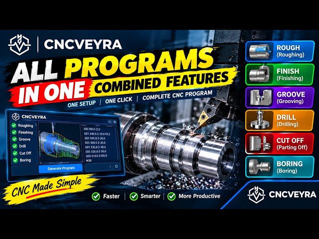 Free CNC Program Generator | Rough to Cut Off Ek Saath | #fanuc #cncmachine #cnclathe 