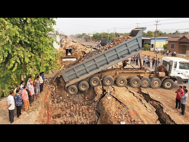 AMAZING TEAMWORK!! Bulldozers & Heavy Dump Trucks Transform Giant Rocks into a Powerful Road
