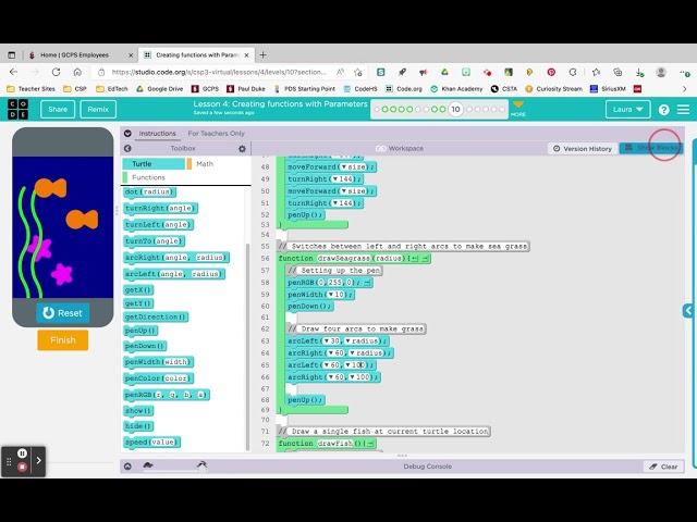 Code.org Turtle Programming 4.10 Tutorial