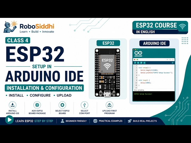Class 4 | ESP32 Setup in Arduino IDE | Install & Configure ESP32 in Arduino IDE | ESP32 Course