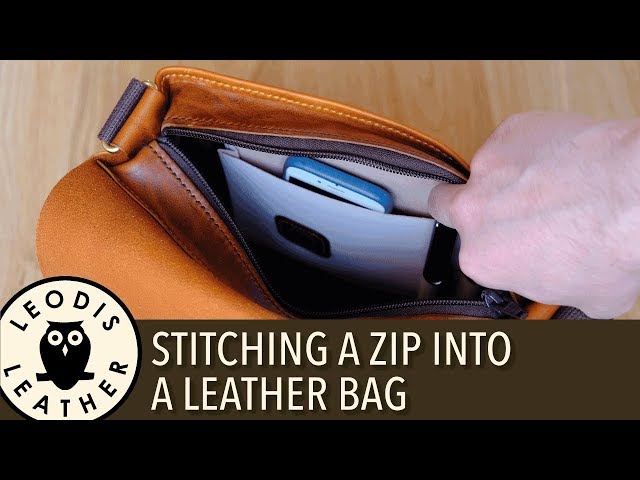 Stitching a Zip Into a Leather Bag 4K