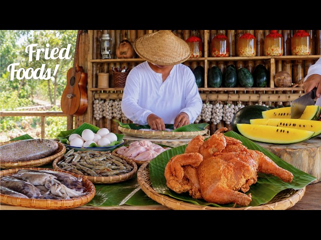 Crispy Fried Foods That Everyone Loves — Fresh Seafood and Golden Fried Chicken Over Woodfire