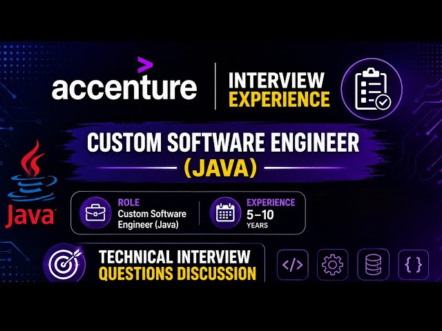 Accenture Custom Software Engineer (Java) Interview Experience for 5–10 years of experience |