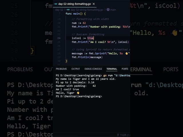 String Formatting in GoLang 😎 | Day 52 of 90 Days Challenge 💻