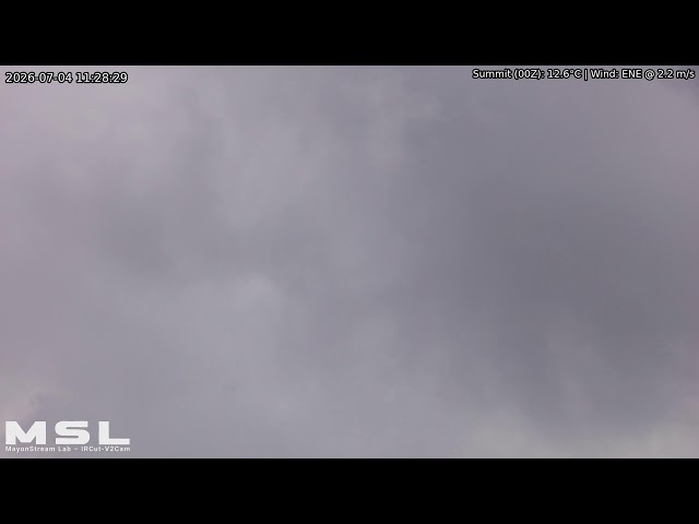 Jul-03-2026 23:30 (PST) Mayon Volcano Eruption, PH (SSW view) [RPi ircut-v2cam] #volcanoreplay