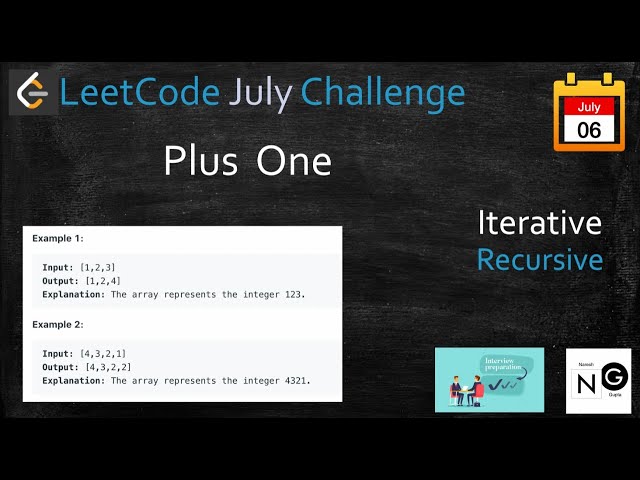 plus one | plus one leetcode | leetcode 66 | iterative & recursive