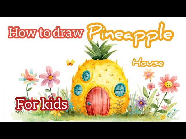 Draw SpongeBob Pineapple House Easy | Beginner Drawing Tutorial | how to draw pineapple for kids