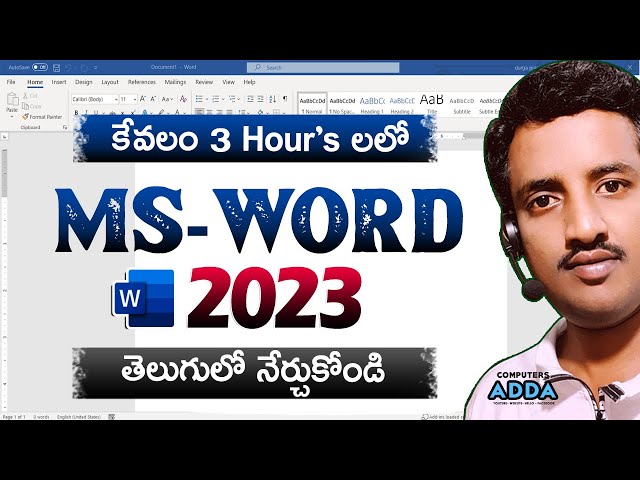 Ms-Word 2023 Tutorial in Telugu ( తెలుగులో ) || Learn Basic to Adv Ms-Word in Telugu 3 Hour's ||