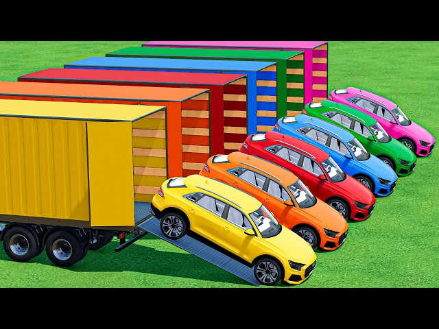 Transport With Colors | AUDI Cars Ramp Loading Transport In Fs22 | Farming Simulator 22