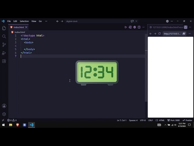 Build a Digital Clock with HTML, CSS & JavaScript | JavaScript Mini Project