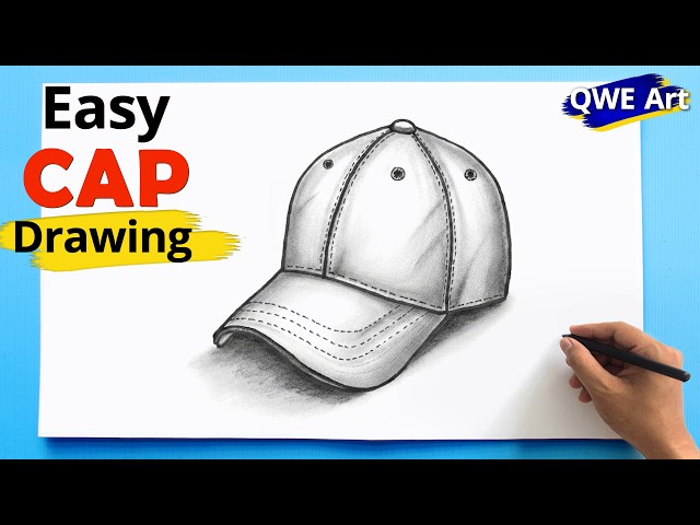 How to Draw a Cap Step by Step | Easy Cap Drawing Tutorial 🧢 Baseball Cap Drawing Pencil Sketch