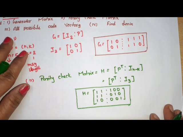 U5l6.4 | Linear Block Code | Find Generator Matrix | Parity Check Matrix | all Possible Code vector