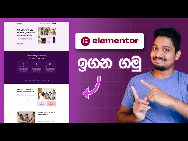 Elementor Sinhala Tutorial // Design Full Web Page - 2023