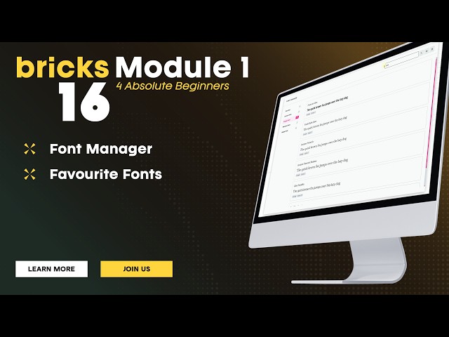Learn Bricks WordPress #16 ► Font Manager & Favourite Fonts  ∫  Total Beginners Tutorial 2026