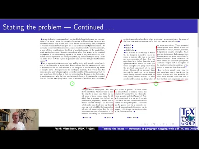 TUG 2021 — Frank Mittelbach — Taming the beast — Advances in paragraph tagging with pdfTeX and XeTeX
