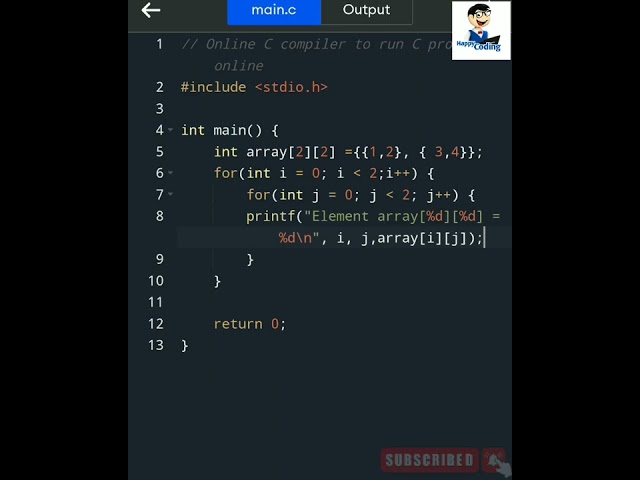 Two dimensional array execution using c in tamil #happycoding #cprogramming #arrays #tamil #shorts