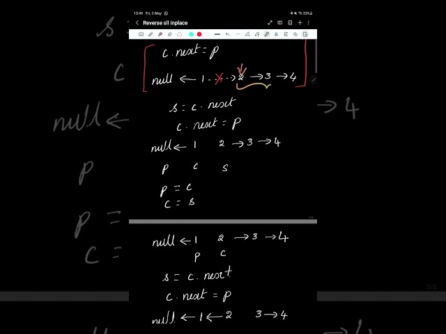 Reverse singly linked list inplace #shorts #interview #datastructures