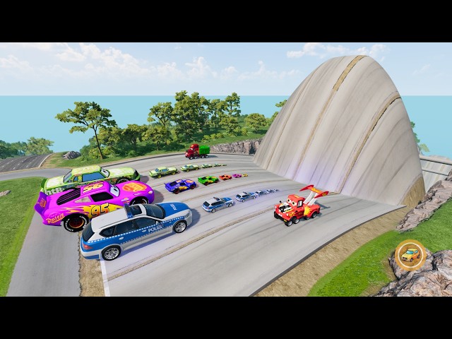 Big & Small McQueen, Police Car vs Chick Hicks | Crazy Challenges - BeamNG.drive