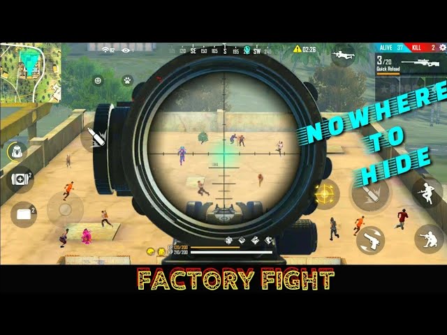 FREE FIRE FACTORY FIGHT HACKER - FF FIST FIGHT ON FACTORY ROOF - GARENA FREE FIRE - AWM