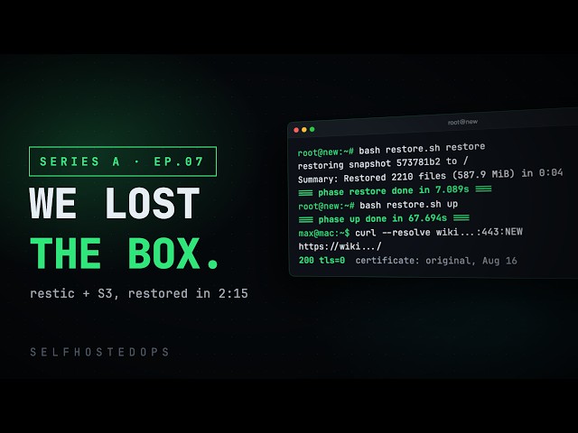Self-Hosted Backup and Restore: We Lose the Whole Box