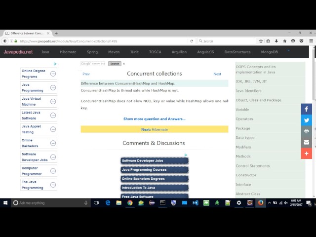 Difference between ConcurrentHashMap and HashMap. | javapedia.net