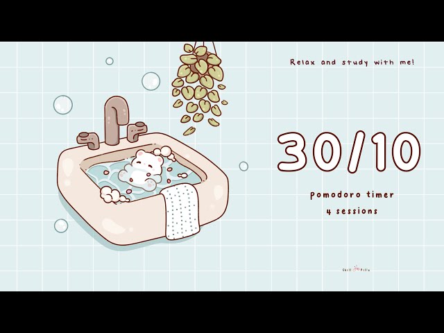 30/10 Pomodoro timer | 3 hours - Relax & study with me Lofi | Bubbly bear #timer #pomodoro #relaxing