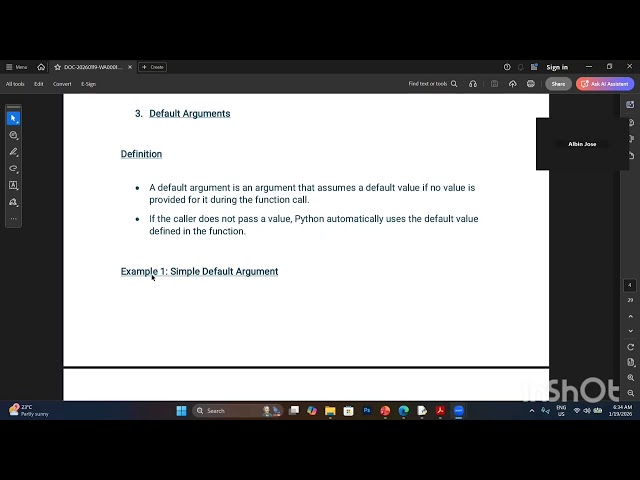 Python Chapter 12 (Part-2) - Types of Arguments & More