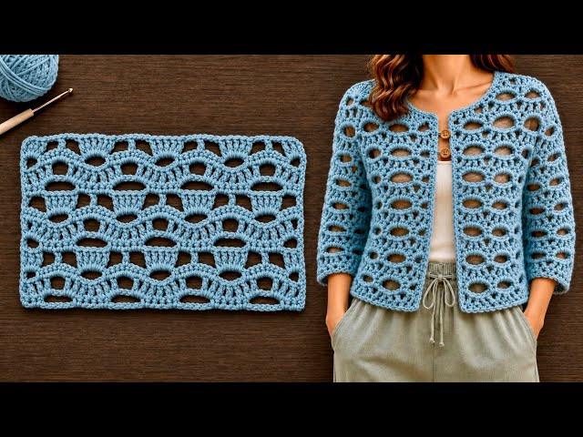 ✧ Step-By-Step Crochet Tutorial! ✦ Easy 2-Row Pattern For Sweaters & Bags 🩵