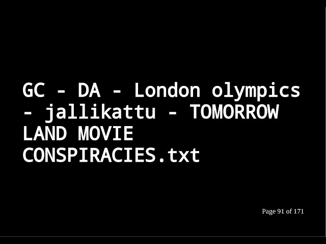 GC - Dark Arts - London olympics - jallikattu - TOMORROW LAND MOVIE CONSPIRACIES