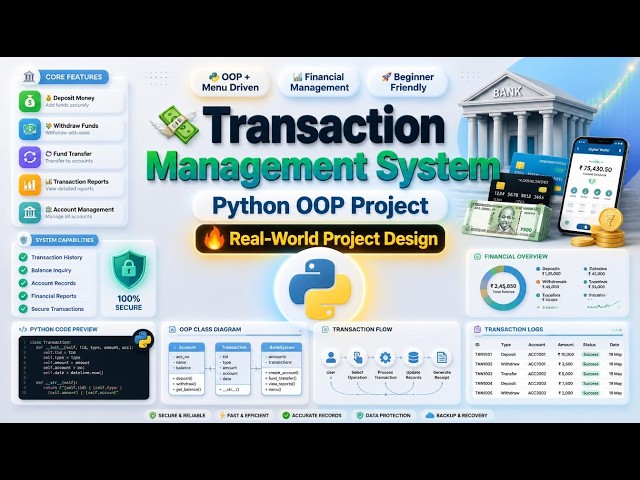 💸🏦 Transaction Management System Using Python | Complete Python OOP Project | Menu-Driven System