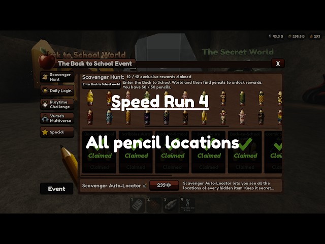 Speed Run 4 – Back-to-School event – All pencil locations guide