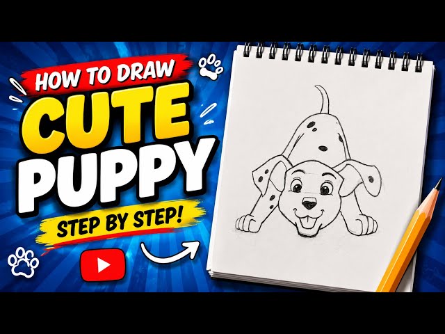 How to draw a dog step-by-step | cute dog drawing | chitra ￼