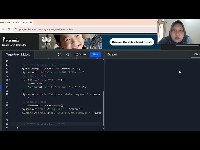Membuat Program Java dengan metode Stack (LIFO), Queue (FIFO) dan QuickSort