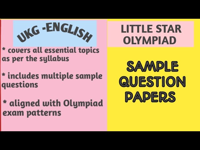 Sample papers UKG ENGLISH little star OLYMPIAD  || All in one video 