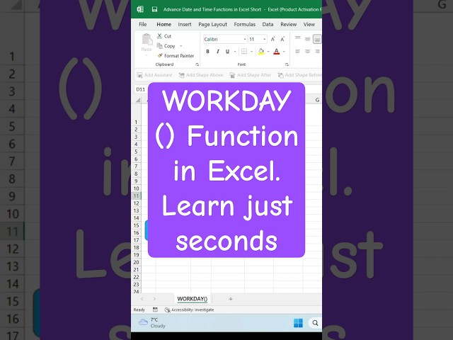 WORKDAY Function in Excel | Skip Weekends & Holidays! 📊