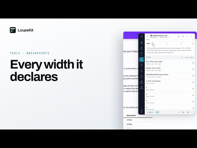 Breakpoints — what breaks at the widths a page declares | LoupeKit