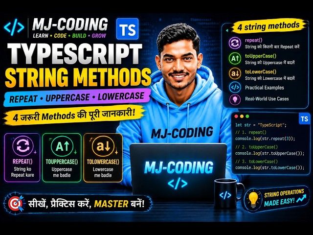 #14 TypeScript String Methods | repeat(), toUpperCase() & toLowerCase() | MJ-CODING