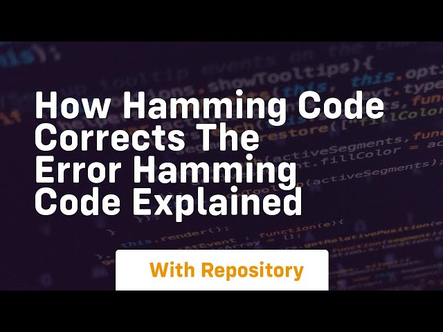 how hamming code corrects the error hamming code explained