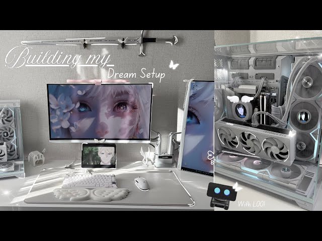 Building My Dream setup 🪽｜Aesthetic white Glass PC with LOOI 🔧｜O11 Vision , RTX 5070ㅣLIAN LI Build