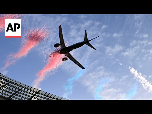 Videos shows low flyby by passenger jets over a packed South Africa stadium