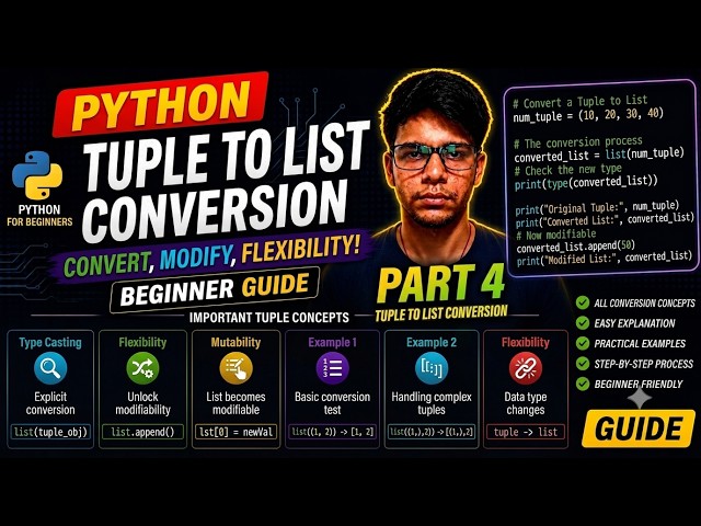How to Convert Tuple to List in Python | Python Tutorial for Beginners